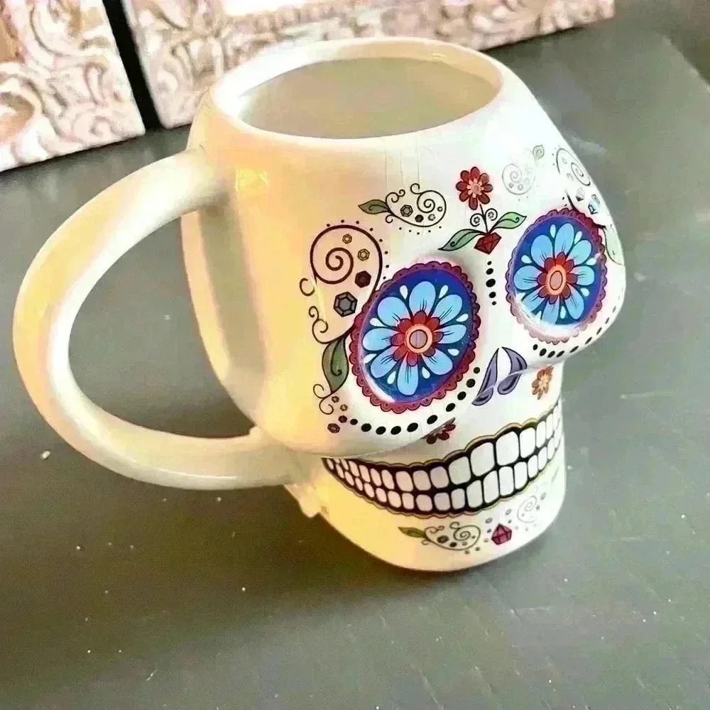 Day‎ of the Dead Mug Skull OFF White Ceramic Coffee Mug 10 oz Cup - Picture 4 of 7